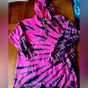DKNY pink tie dye hoodie dress